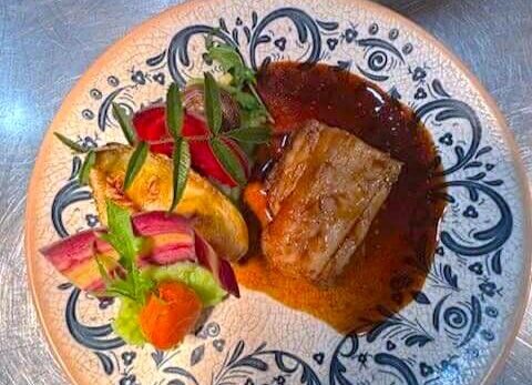La recette du mois de juillet : Poitrine de cochon &amp; caviar de courgettes du jardin
